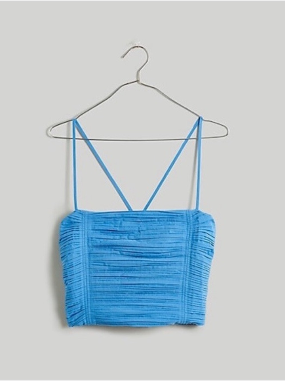 Madewell Crinkle Poplin Crop Tube Top Sky Blue